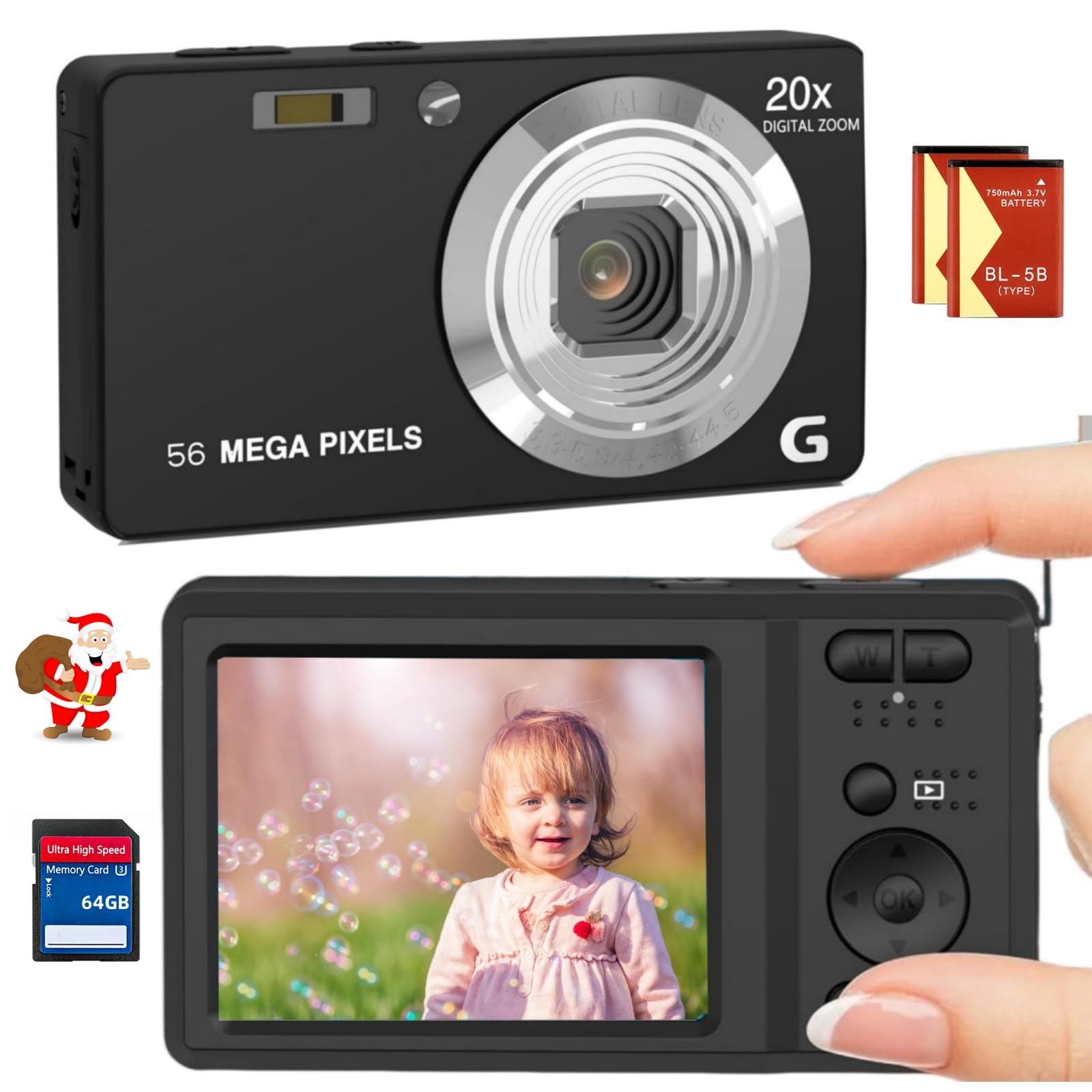 Amazon | デジカメ4K56MP小型デジタルカメラポケットカメラ4K動画AF