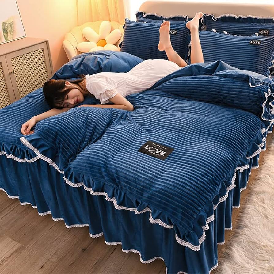 Amazon｜フリース寝具キングサイズセット,4 個シーツ 2 人スカート