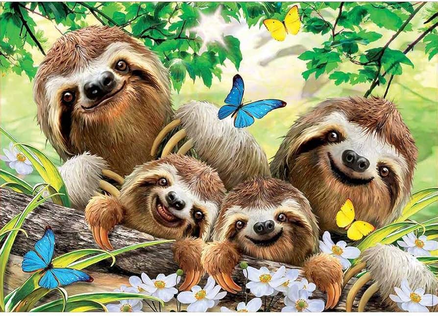 Amazon | クロスステッチキット ダイヤモンドの絵画 ナマケモノ家族