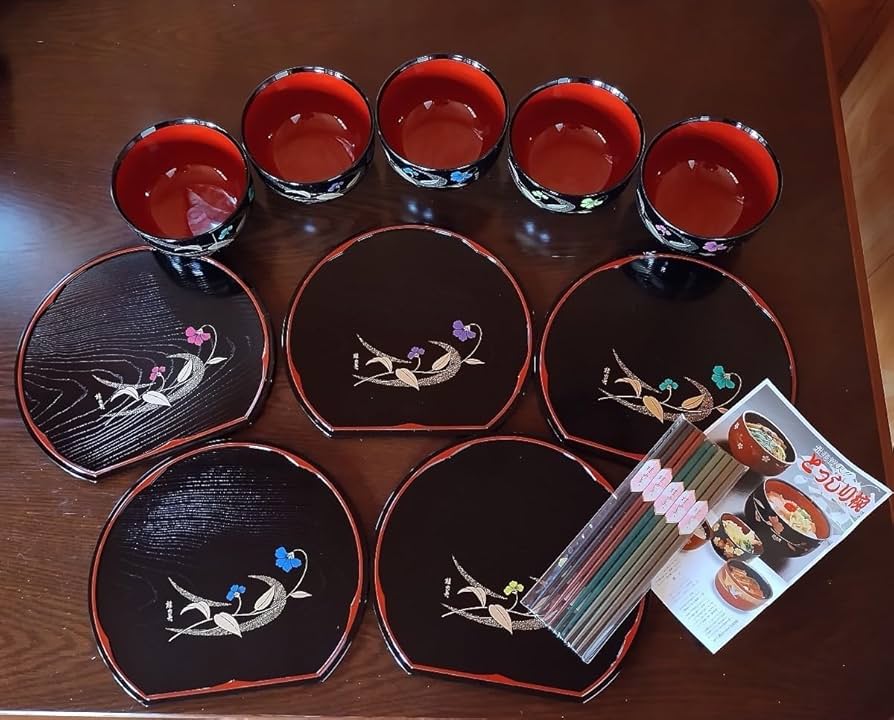 Amazon.co.jp: 込 桂由美 どっしり椀 箸 お盆 セット まとめ売り 和