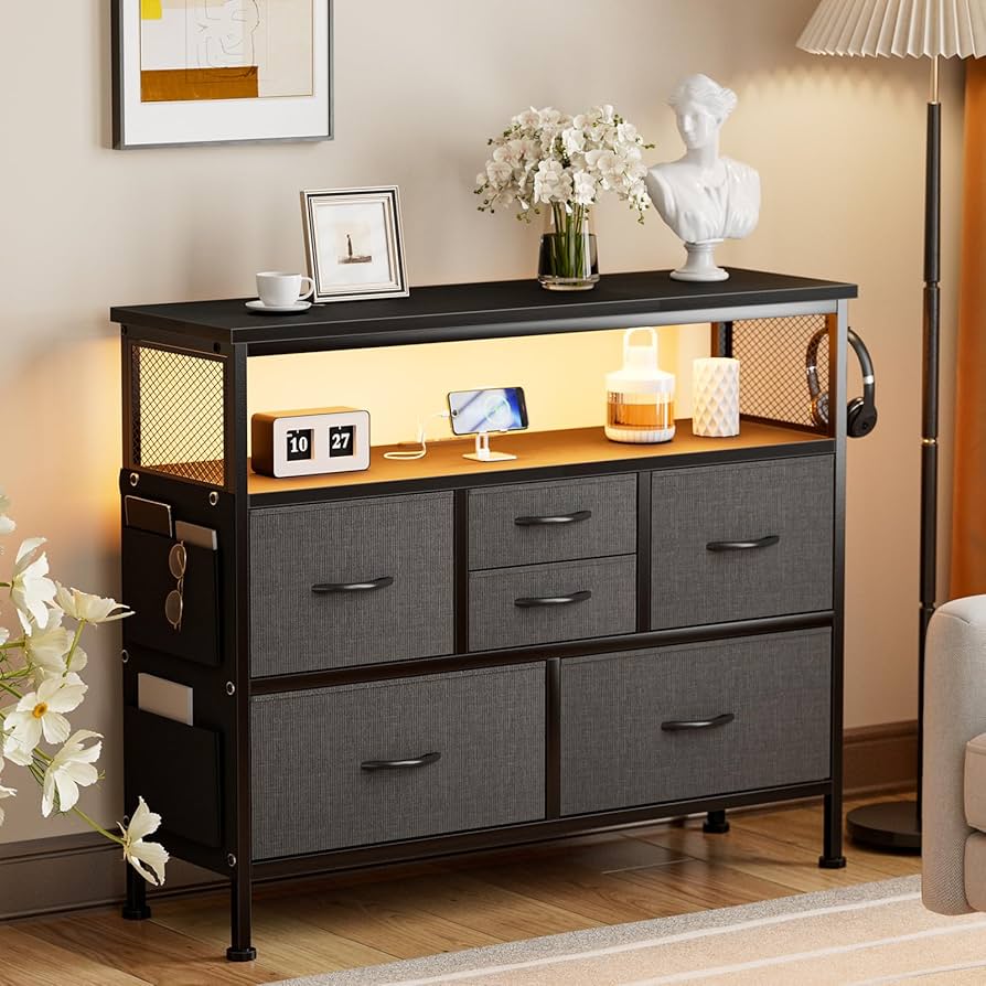 Amazon｜IKIFLY チェスト収納 箪笥 棚付き リビング収納チェスト