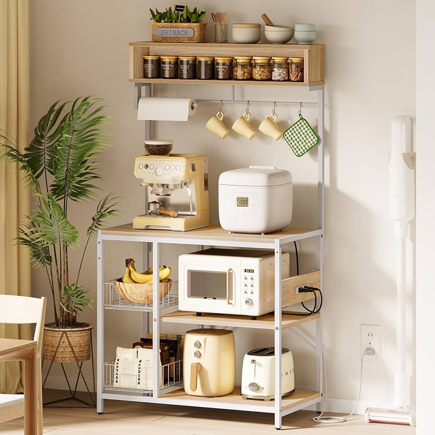 Amazon｜Bestier レンジラック 幅85レンジ台 2口コンセント付き