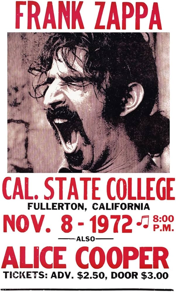 Amazon.com: Frank Zappa Poster, Live in Concert, California, 1972