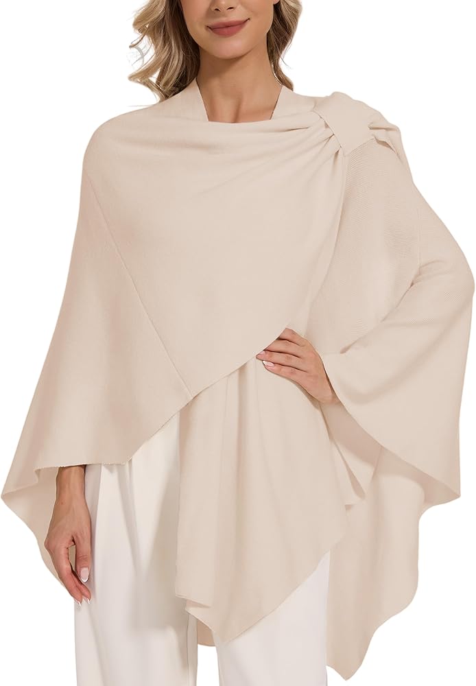 LuckyBelle Women's Crossover Shawl Wraps Open Front Poncho Cape