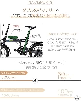 Amazon | Naici Sports 電動アシスト 自転車 折りたたみ 20インチ 型式