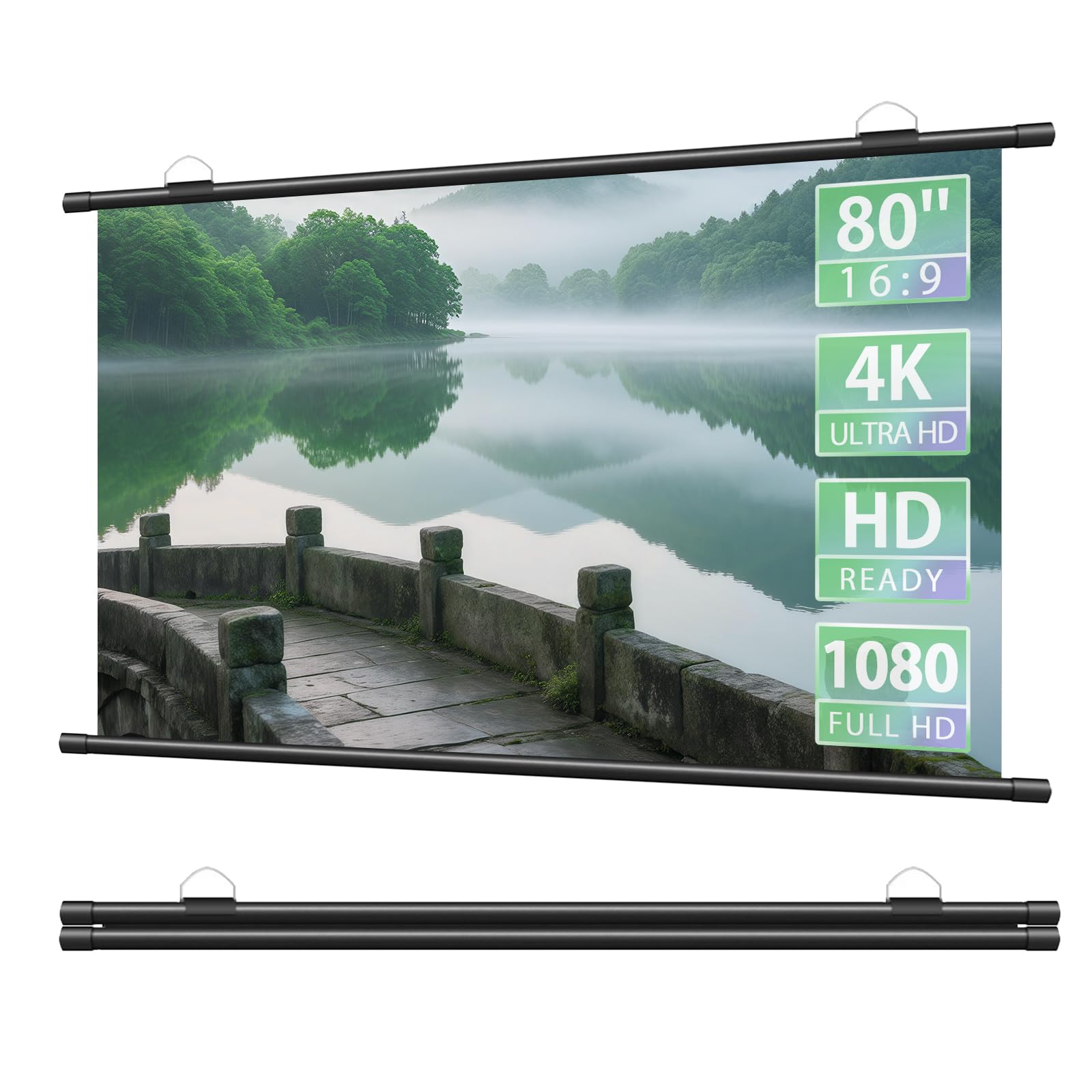 Amazon | プロジェクター スクリーン 80インチ 16:9 4K対応 壁掛け