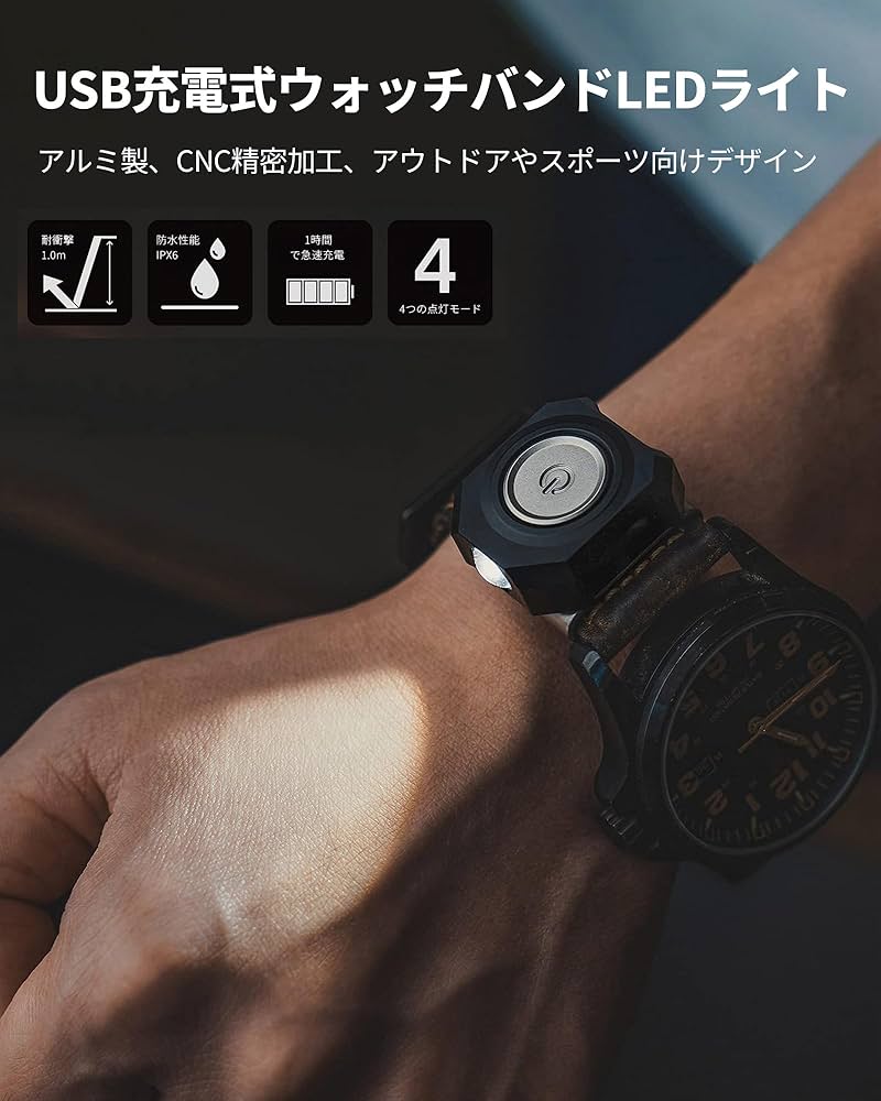 Amazon.co.jp: MecArmy 懐中電灯 手首用 コンパクト CPLU 腕時計ライト