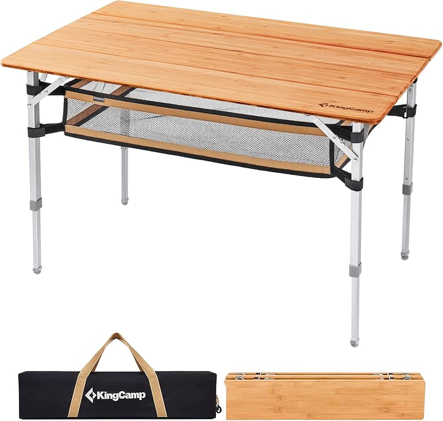 Amazon.com: KingCamp Bamboo Folding Camping Table Adjustable