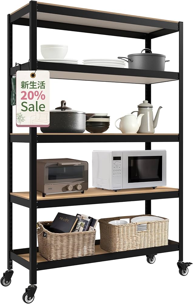 Amazon｜HOMEDANT House 組立簡単 ラミネート スチールラック キッチン