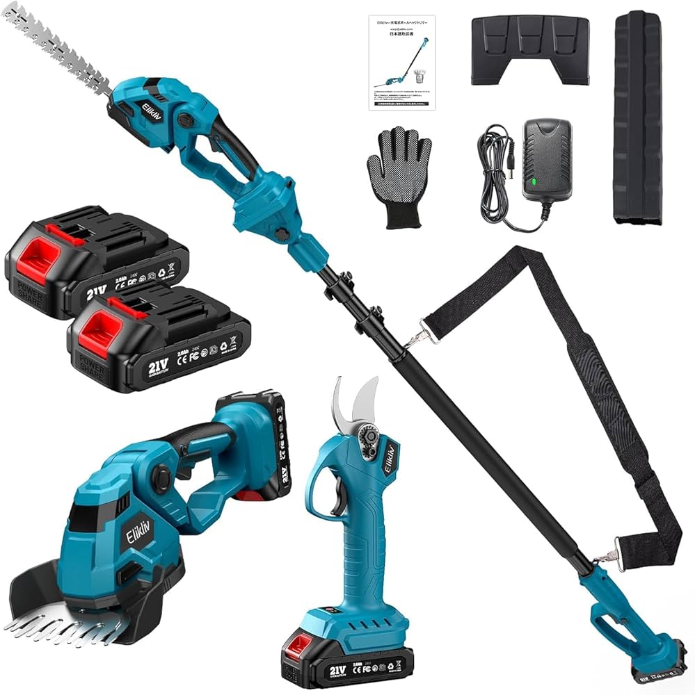 Amazon | 【2025新型】Elikliv ポールヘッジトリマー 高枝切り電動