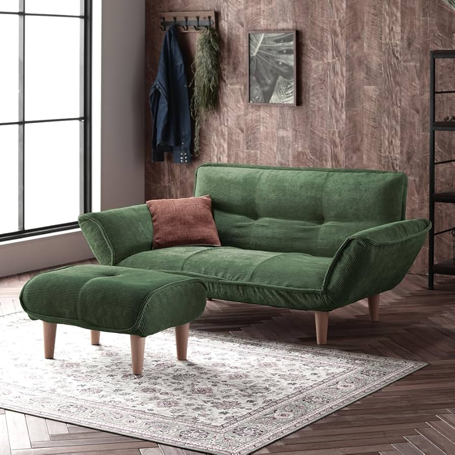 Amazon｜ソファー 2人掛け オットマン付き カウチソファー