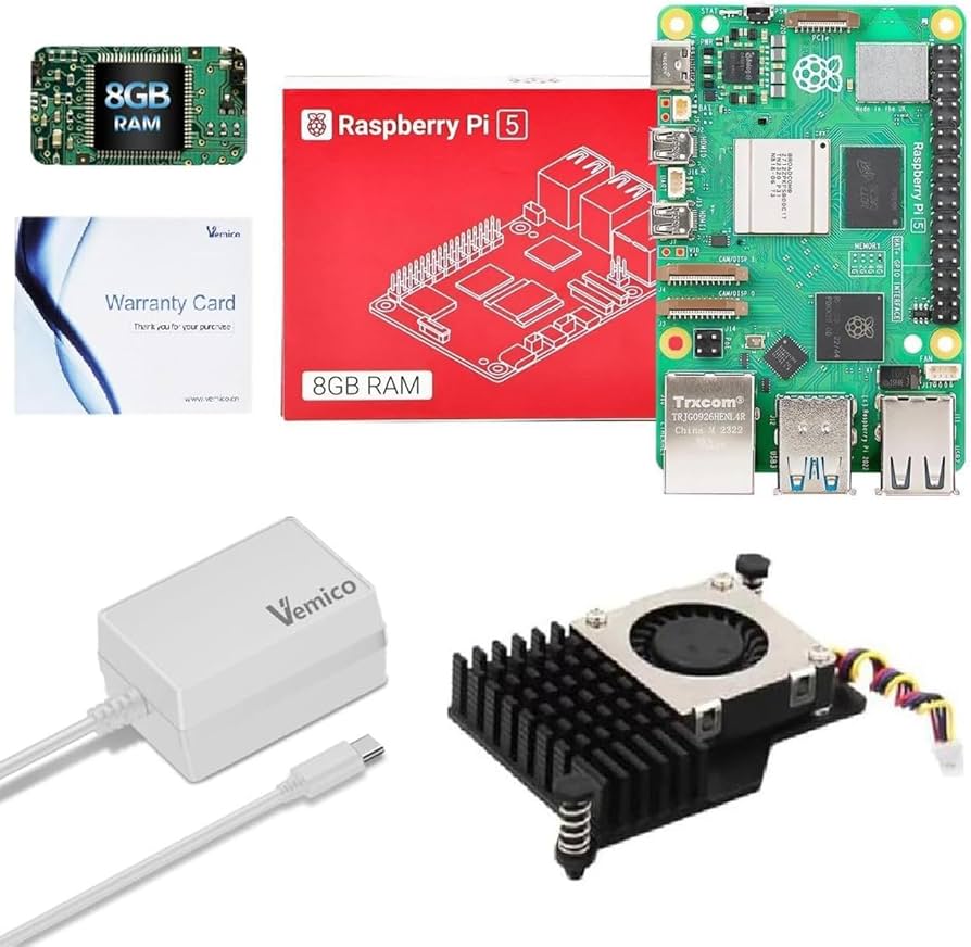 Amazon.com: Vemico Raspberry Pi 5 Kit 8GB RAM with Active Cooler