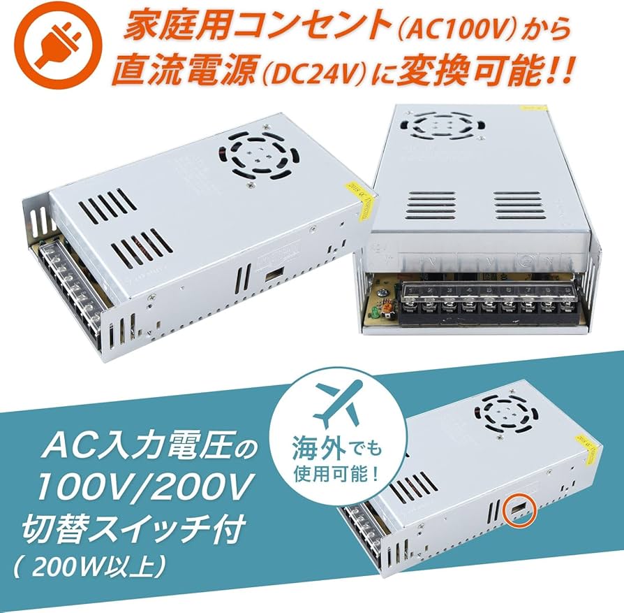 Amazon.co.jp: CURE（キュア） 安定化電源 AC DC コンバーター 24V 15A