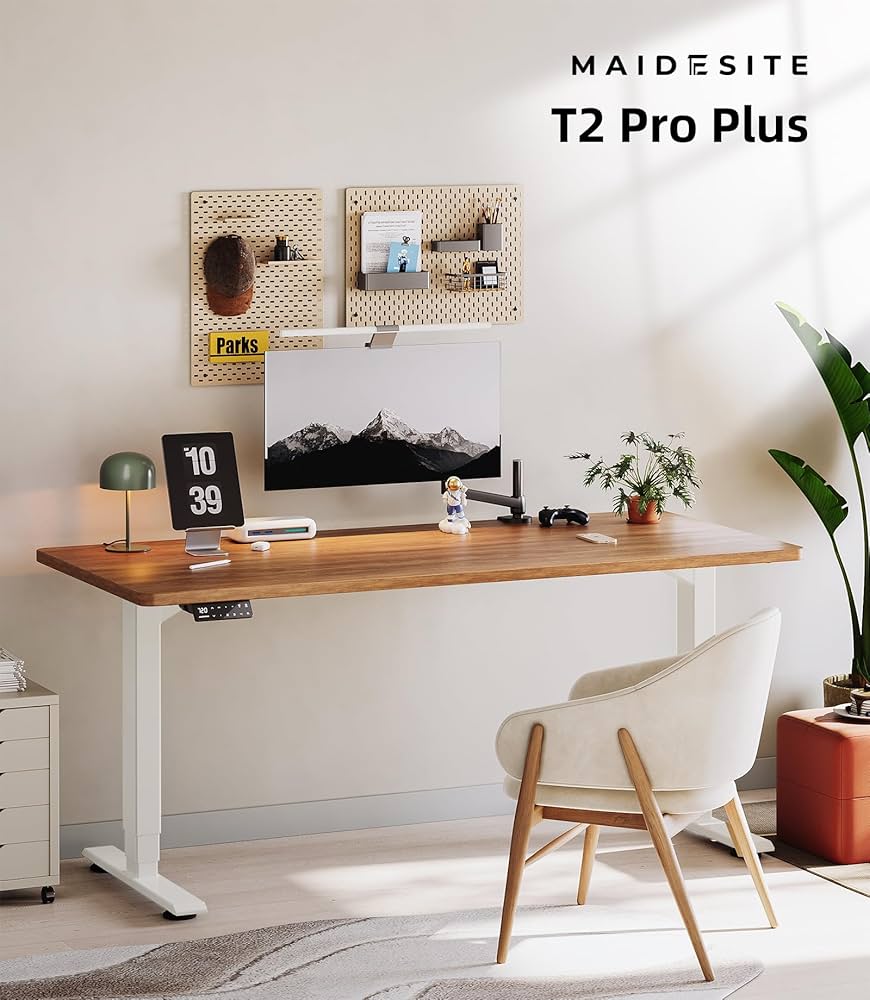 Amazon | Maidesite 電動 昇降式デスク 脚 スタンディングデスク デゥ