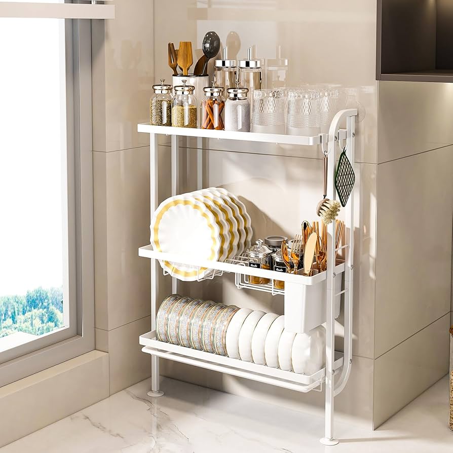 Amazon｜水切りラック スリム ステンレス 食器 水切り 3段 洗い物