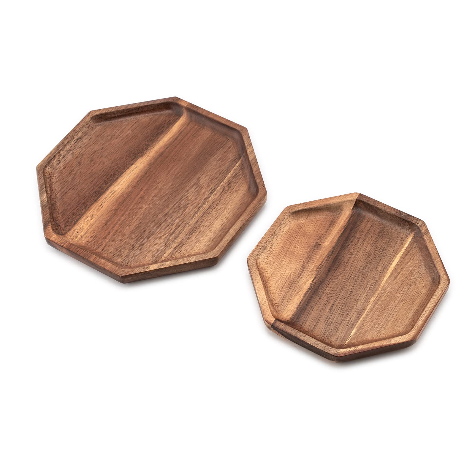 Amazon｜木製トレイ 木製トレー お盆 丸 八角形 アカシア天然木製 卓上