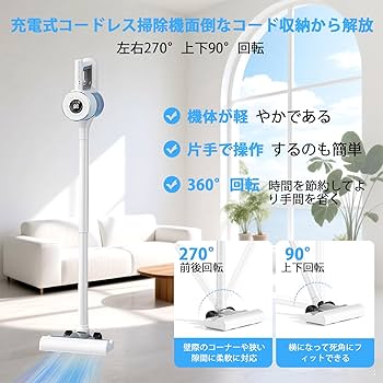 Amazon | 掃除機 コードレス 【2025革新版 65000pa強力吸引 】軽量 60