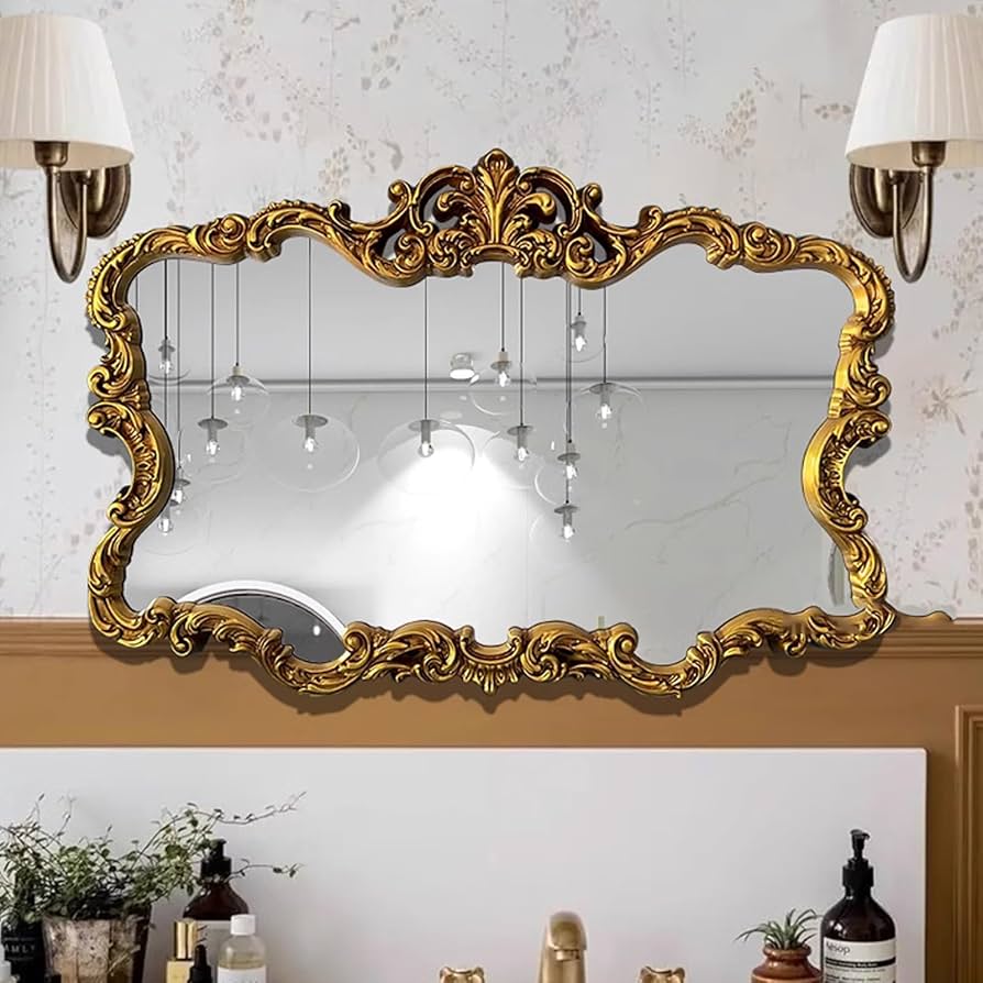 Amazon.co.jp: 大型 100X68 cm アンティーク調 ウォールミラー