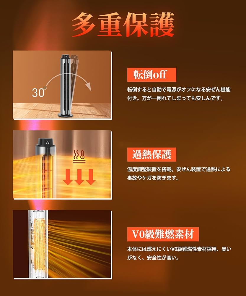 Amazon | 【2025 冬新型】セラミックヒーター 速暖 ヒーター【2秒速暖