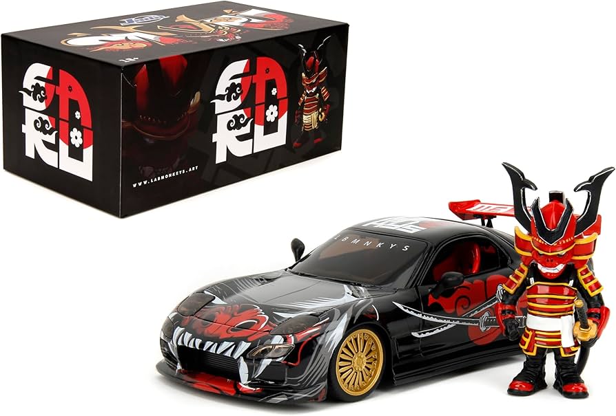 Jada Toys Lab Monkeys 1:24 1993 Mazda RX-7 Die-cast Car & 2.75