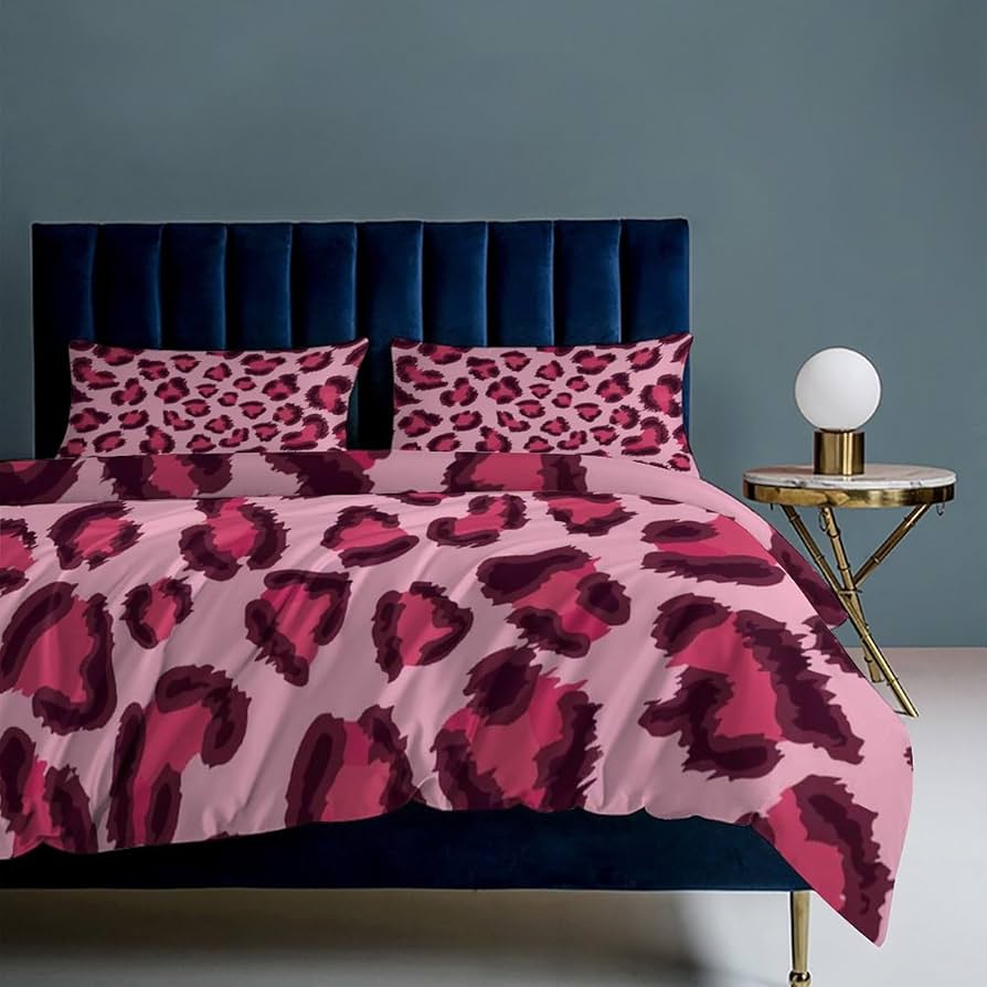 Amazon｜布団カバー 3点セット レオパード柄 豹柄 ヒョウ柄 ピンク