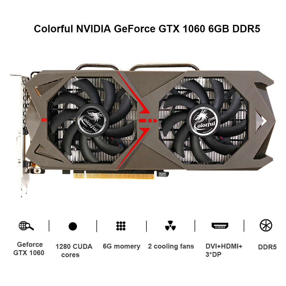 Amazon | カラフルなNvidia Geforce GTX 1060 GPU 6 GB gddr5 192bit