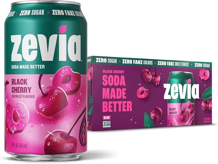 Amazon.com : Zevia Zero Sugar Soda, Black Cherry, 12 oz Cans (8