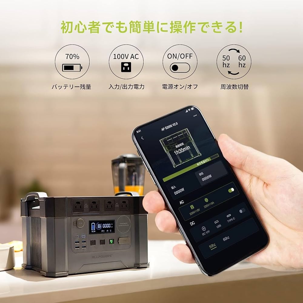 Amazon.co.jp: ALLPOWERS S2000 ポータブル電源 405405mAh/1500Wh大