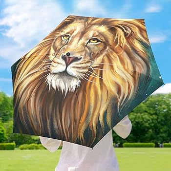 Amazon | SUKAU 折りたたみ傘 レディース ライオン柄 獅子柄 動物