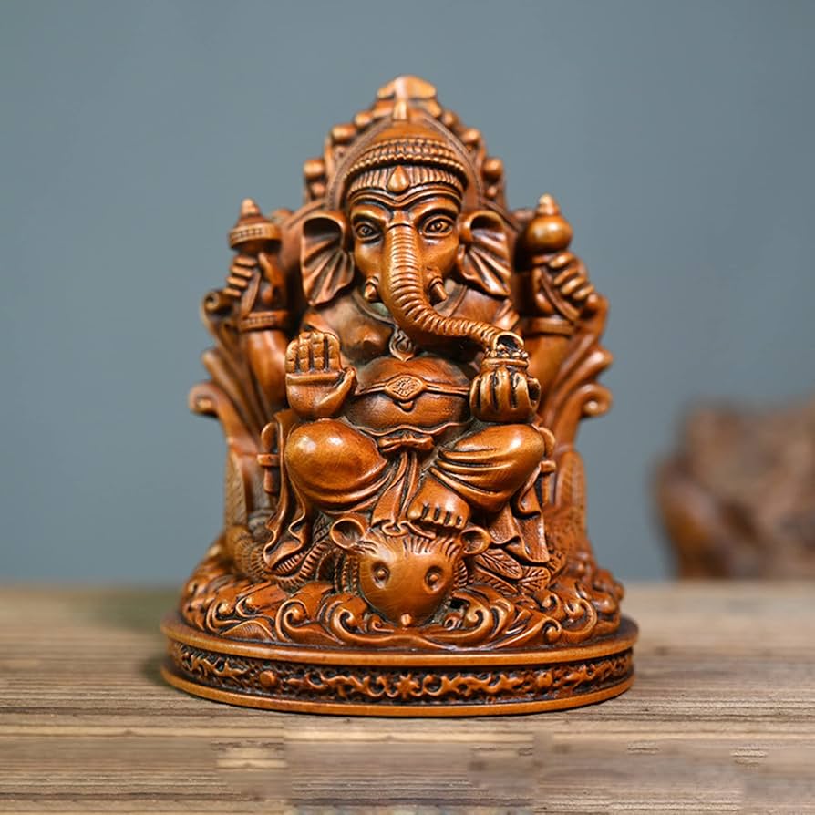 Amazon.co.jp: 木彫り 仏像 インドの神様 ガネーシャの置物 ガネーシャ