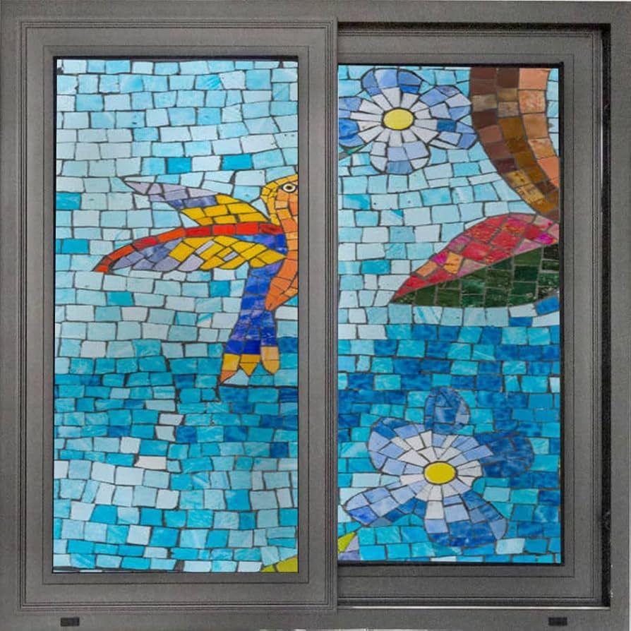 Amazon｜ステンドグラスフィルム カラフルなモザイクアートワーク