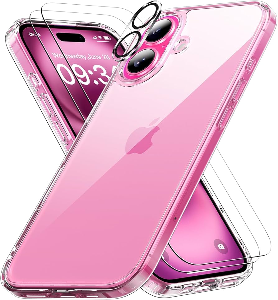 Amazon.co.jp: Peakally iPhone 16 用 ケース クリア レンズ保護2枚と