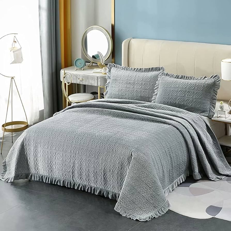 Amazon｜ベッドスプレッド ダブル おしゃれ ベッドカバー 3点セット