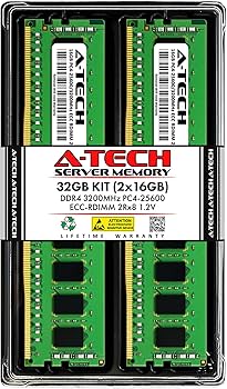 A-Tech 32GB Kit (2x16GB) DDR4 3200MHz PC4-25600 ECC RDIMM 2Rx8