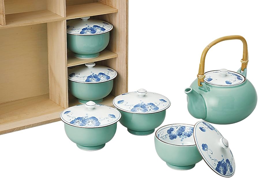 Amazon.co.jp: 西海陶器波佐見焼 蓋付土瓶茶器セット 掛分ぶどう柄 木