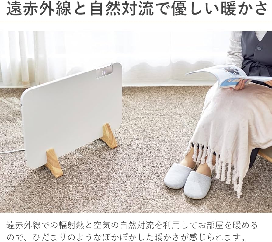 moku. パネルヒータホワイト 電気ヒーター 木製スタンド付き Amazon