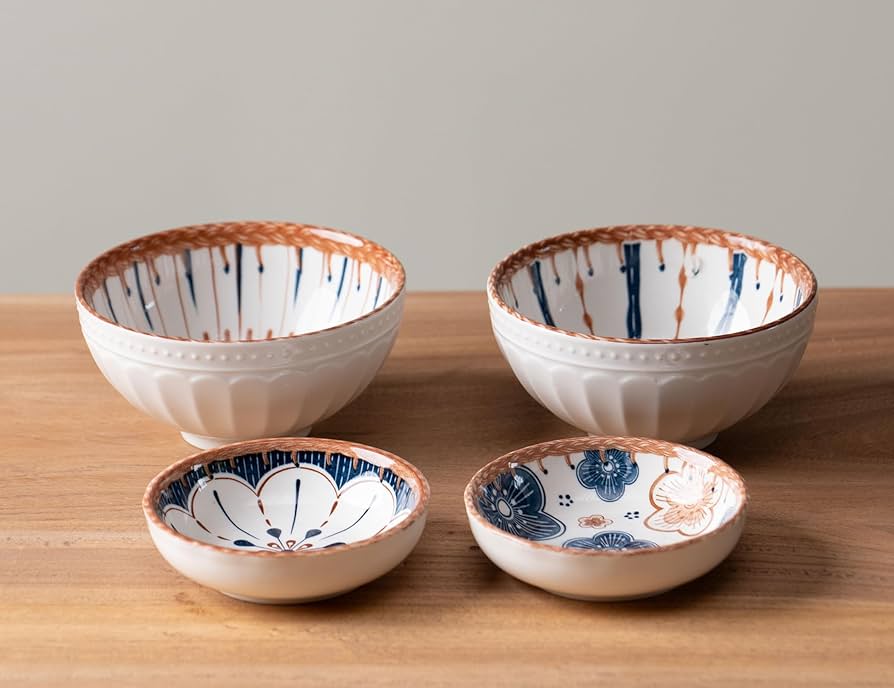 Amazon.co.jp: 【手作り風 小皿と小鉢の4点セット】 小皿 お皿 食器