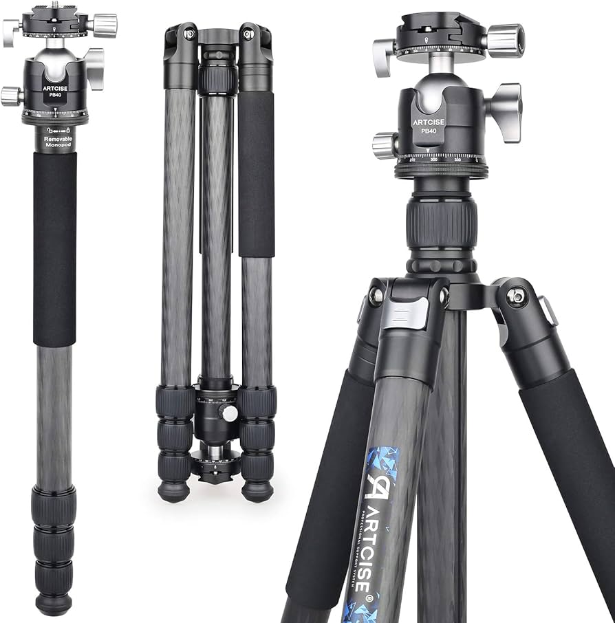 Amazon | カメラ カーボン 三脚 ナットロック式 四段 トラベル 一脚