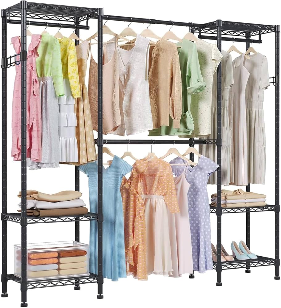 Amazon｜AZAKBL ハンガーラック 大容量 伸縮 幅148~188cmワードローブ