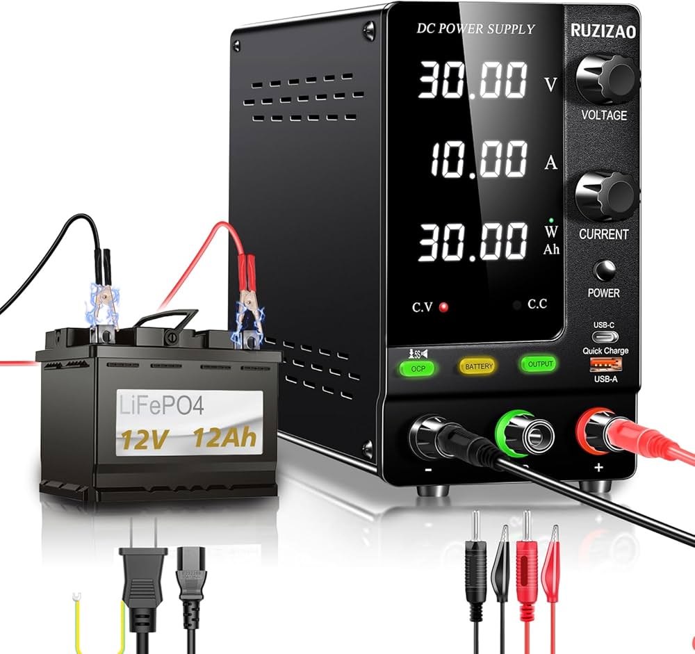 Amazon.co.jp: RUZIZAO 安定化電源 30V 10A 4桁電圧電流電力表示