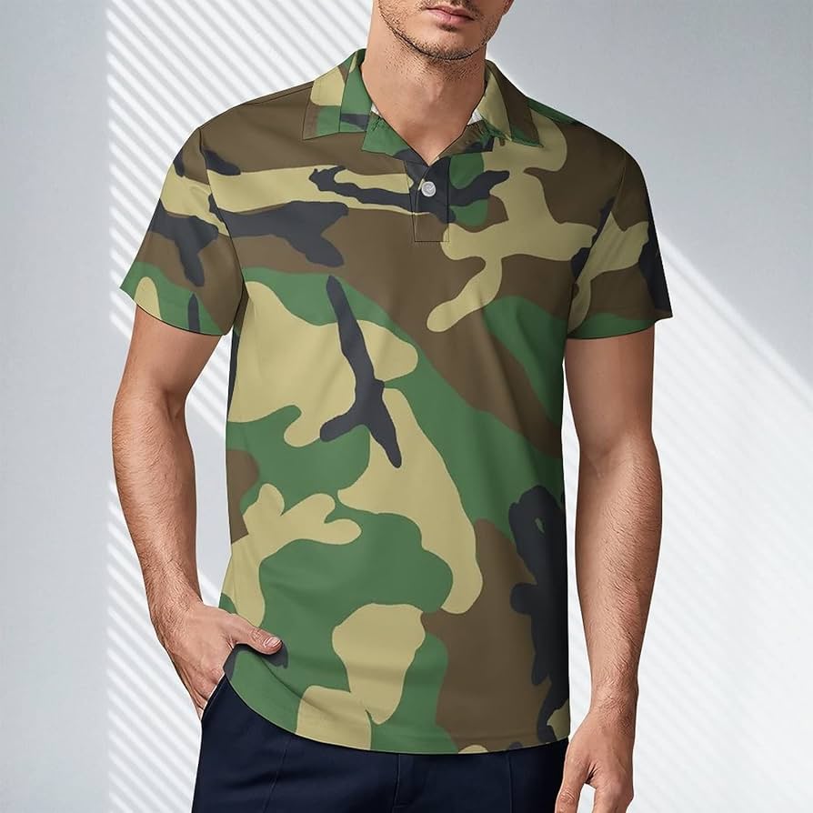 Amazon.co.jp: ポロシャツ メンズ 半袖 迷彩柄 カモフラージュ Tシャツ