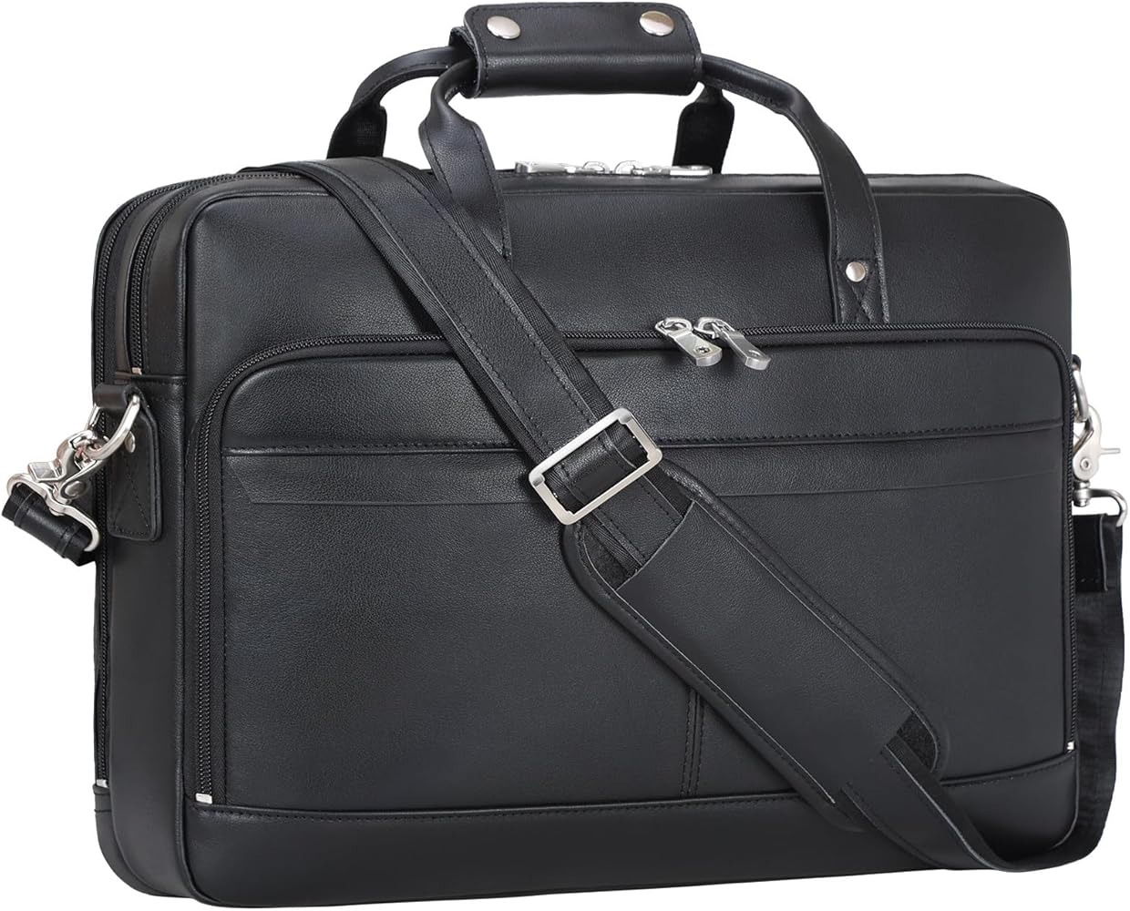 Amazon.com: Masa Kawa Black Leather Briefcase for Men 15.6 Inch