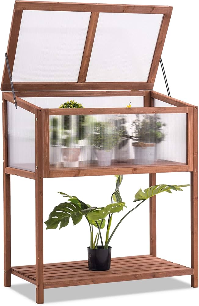 Amazon.co.jp: Mcombo 木製温室コールドフレーム ポータブルガーデン