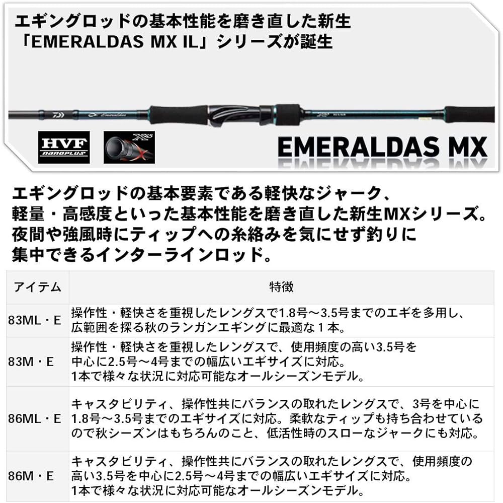 Amazon | ダイワ(DAIWA) エギングロッド エメラルダス MX IL 83ML・E