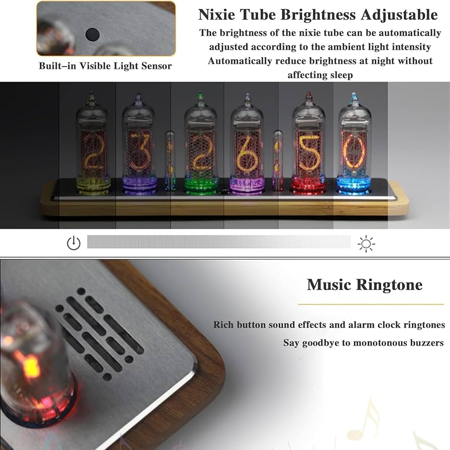 Amazon.co.jp: IN-14 ニキシー管時計、管時計、アラーム音楽付き LED