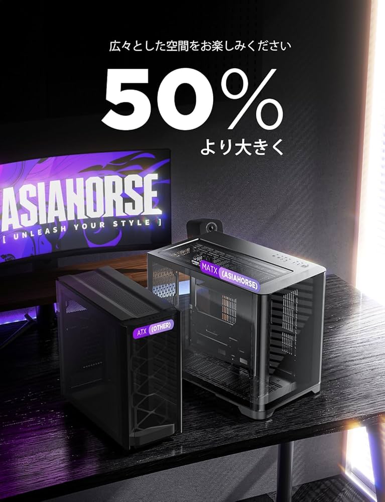 Amazon | AsiaHorse Micro ATX PCケース ミドルタワー デュアル