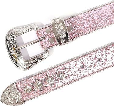 Amazon | YLYSLFC PUレザーベルト ウエスタンレザーベルト、キラキラ