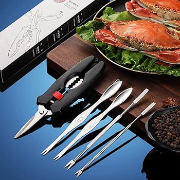 Amazon.co.jp: カニ専用道具 5本セット かに割り カニ フォーク カニ