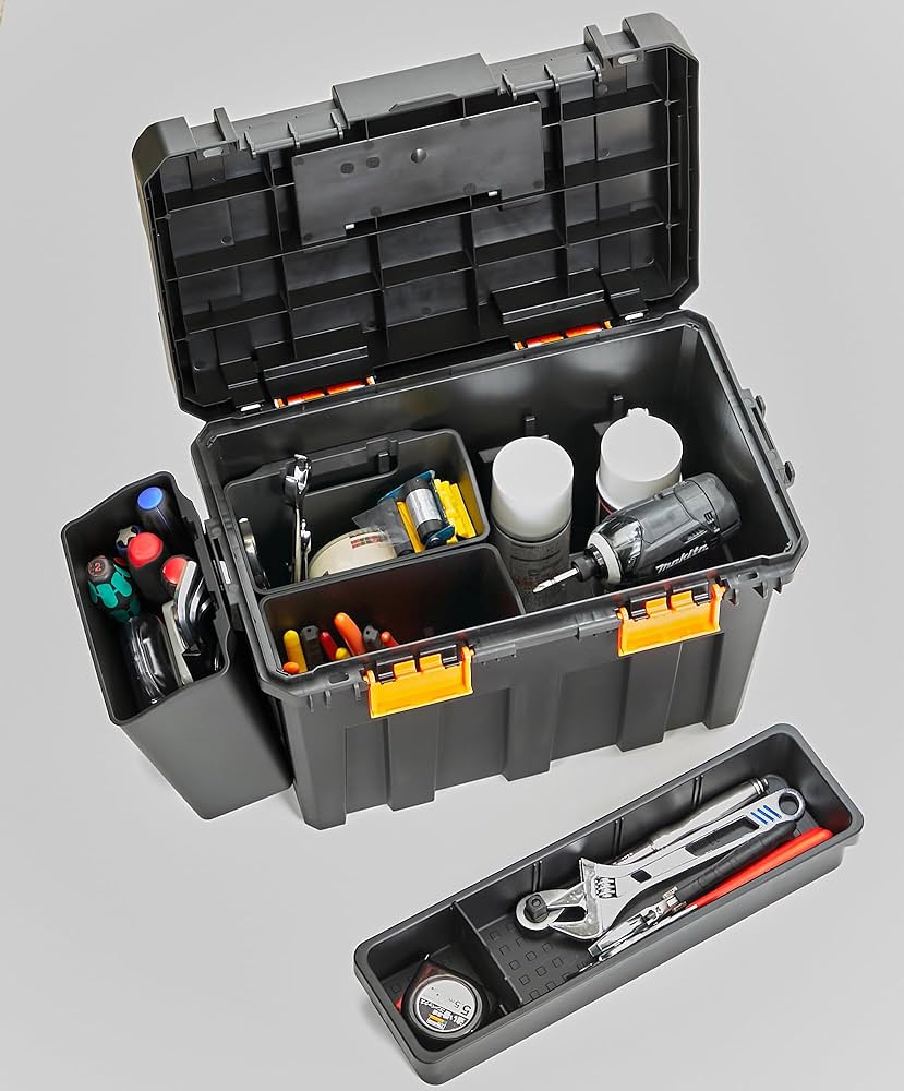 Amazon | トラスコ中山(TRUSCO) 縦入れ収納工具箱 ブラック/オレンジ