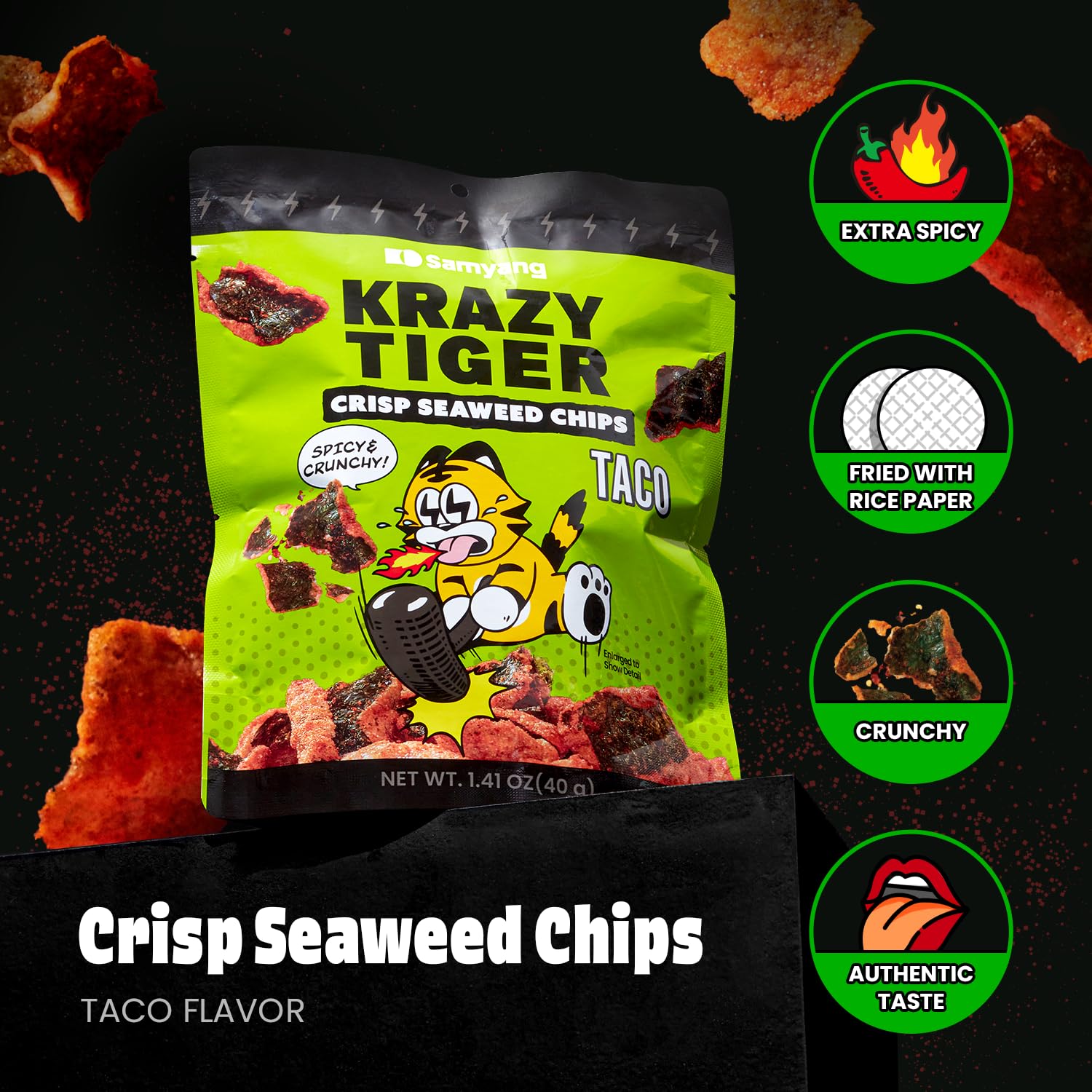 Amazon.com: KRAZY TIGER Korean-Mexican Fusion Taco Seaweed Chips